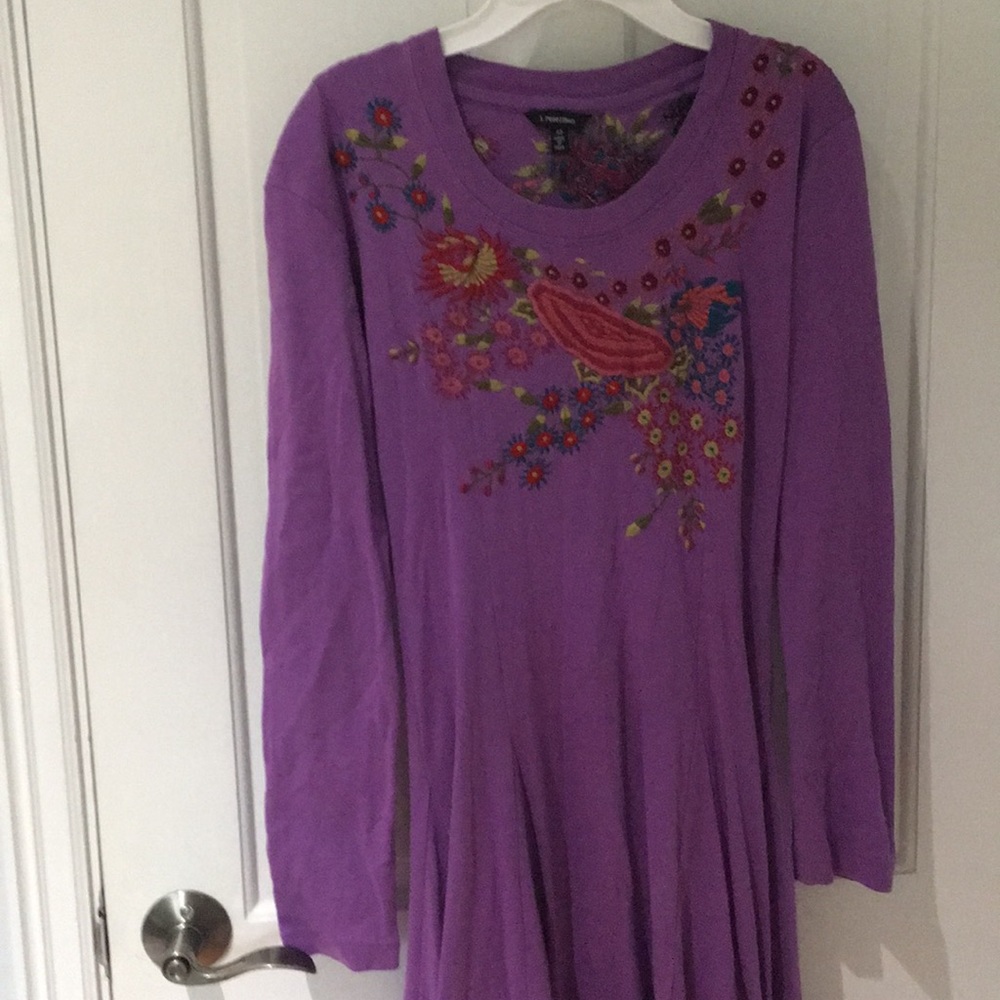 Embroidered full length floral detail dress